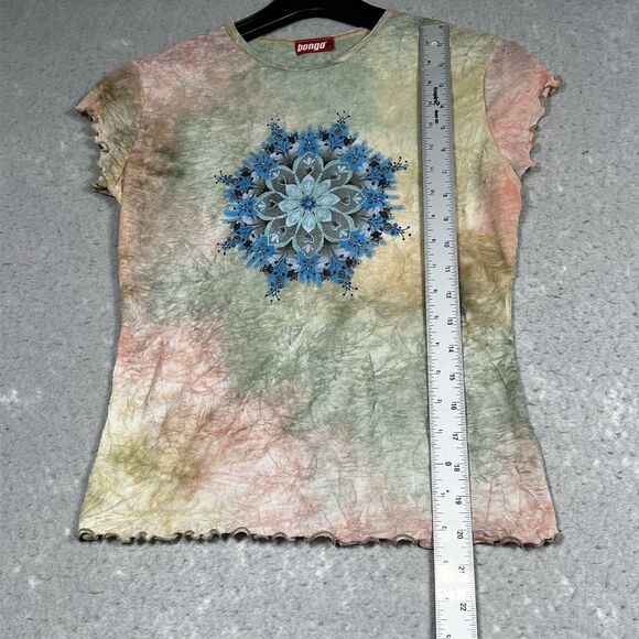 Y2k Bongo Shirt Size M Green Sheer Dark Grunge Fairy Witchy Artsy Whimsigoth - Picture 7 of 11